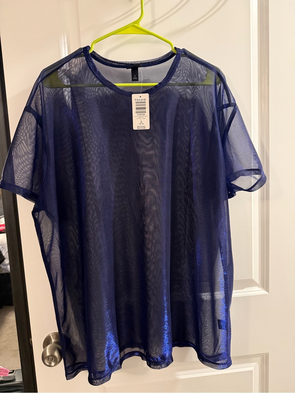 Women’s Sheer Navy Mesh Short-Sleeve Shirt